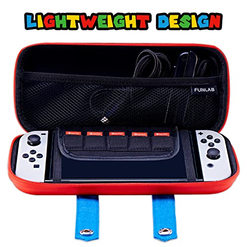 PALPOW Funda Switch Compatible con Nintendo Switch y Switch OLED, el Estuche Switch Lindo y Portátil con 10 Juegos - Rojo