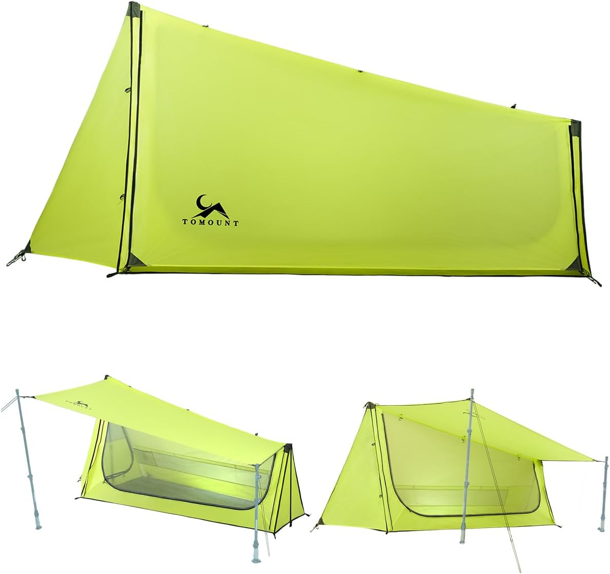 TOMOUNT Ultralight Bivy Tent 15D Nylon Trekking Pole Tent for one Person,Lightweight Backpacking Tent,Waterproof Windproof Tents for Climbing,Camping,Hiking,Trekking