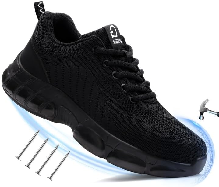 TANIELD Steel Toe Shoes for Men Work Shoes Lightweight Safety Sneakers with Kevlar Puncture Resistant Midsole for Construction Warehouse Work