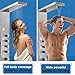 ROVOGO Shower Panel Tower with Rainfall Waterfall Shower Head, 5 Body Jets and 3-Function Handheld, High Pressure Rain Massage System, Wall-Mount Shower Column, 304 Stainless Steel Brushed