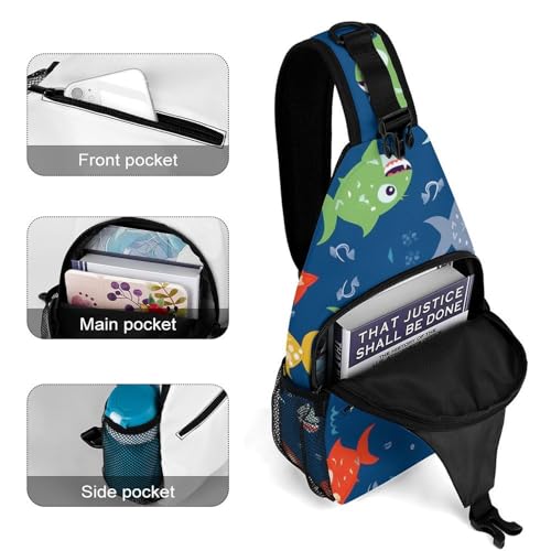 Mochila deportiva tipo bandolera Cute Ocean Fish miniatura 4
