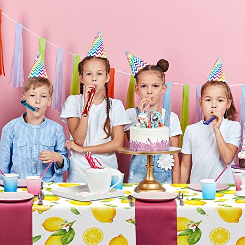 3 Pcs Lemon Tablecloth Indoor Outdoor Waterproof Rectangle Lemons Table Cover Yellow Lemons Disposable Oil Proof Summer Table Cloth For Spring Party Kitchen Dining Picnic Barbeque Patio, 54 X 108 Inch #TOP5