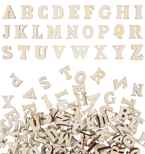 208 letras de madera pequeñas, letras pequeñas del alfabeto A-Z y números del 0 al 9 para manualidades, preescolar, decoración de mesa, paquete de regalo