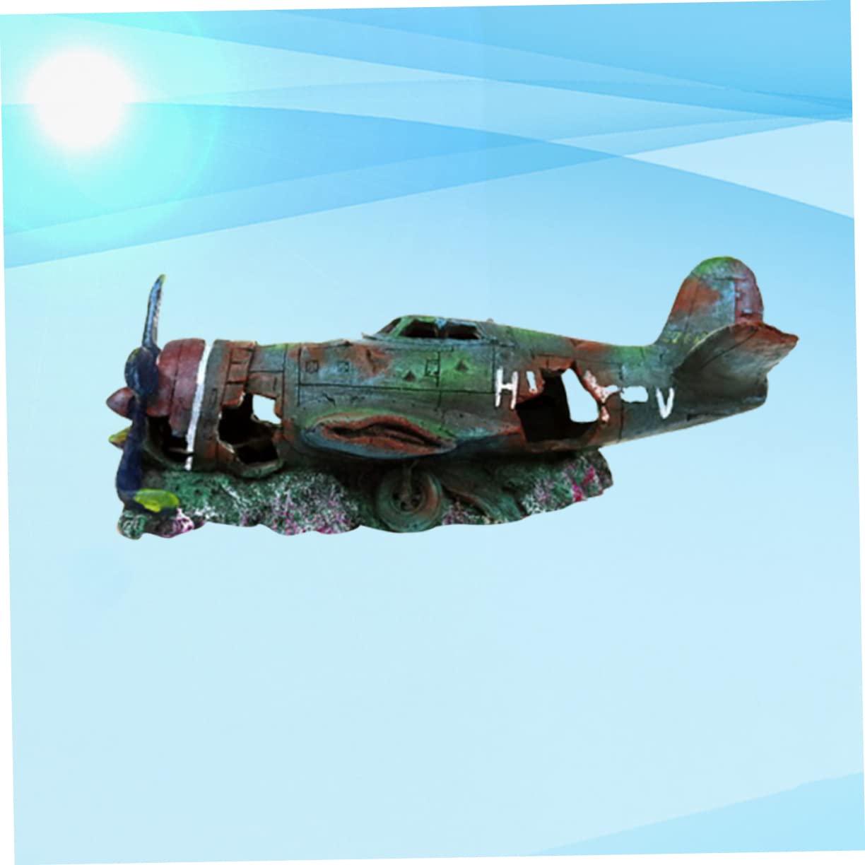 MAGICLULU Decoraciones para Acuarios De Resina Avión Artificial Siniestrado para Adorno De Acuario Decoración De Pecera para Peceras y Tanques De Agua