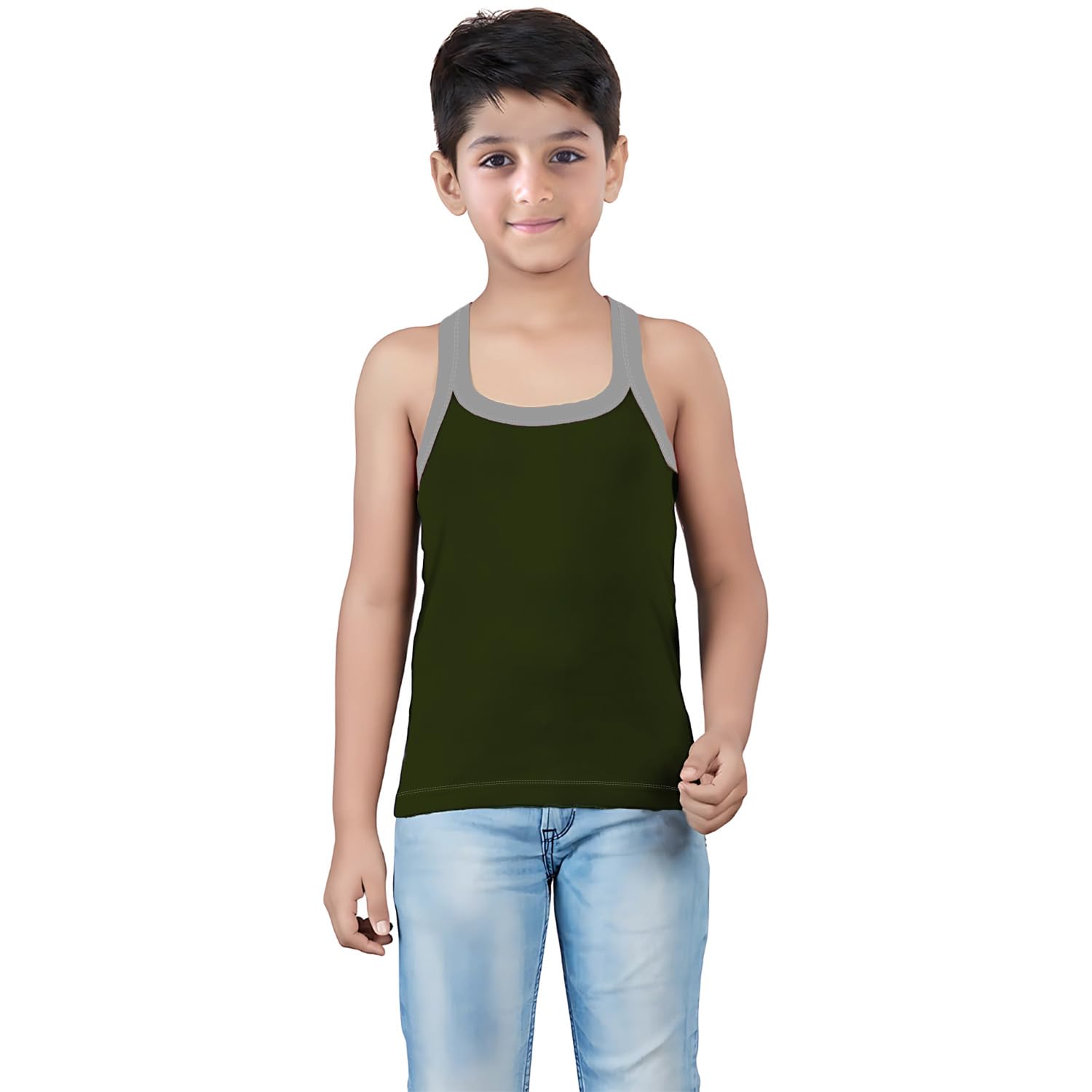 HAP Boys 100% Cotton Multicolor Rib Regular Fit Vest Pack (Pack Of 5)_Size 45 - Image 5 thumbnail
