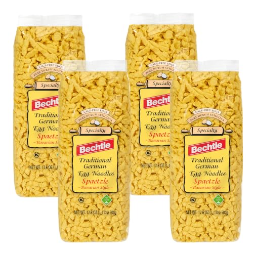 Image of Bechtle Spaetzle Bavarian Style Egg Noodles - Traditional German Pasta, Authentic Imported from Germany, Cage-Free Eggs & Durum Wheat Semolina, Non-GMO, Kosher (17.6oz, Pack of 4)