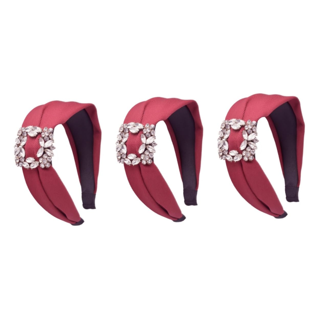 3stücke Rhinestone Haarschmuck Für Damen Eleganter Breiter Haarreif Aus Weinrot Für Partys Und Besondere Anlässe Modisches Accessoire Für Frauen Und Mädchen