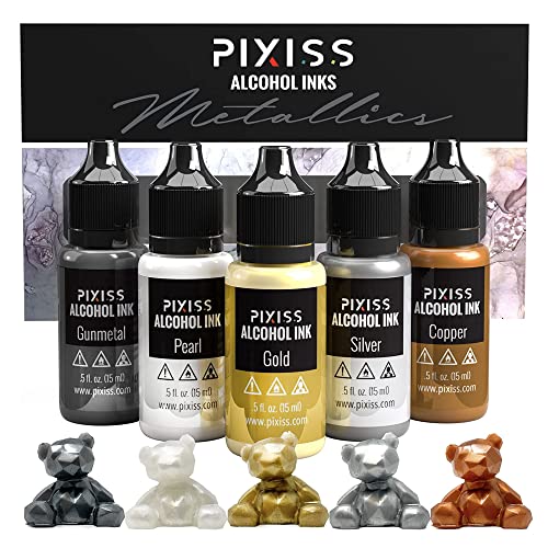 Metallic Alcohol Ink Set - 5 Colors 0.5 Ounce