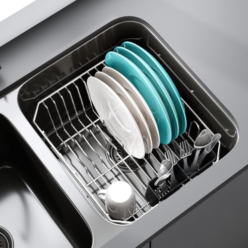Image of JASIWAY in Sink Dish Drying Rack, Stainless Steel Small Dish Drainer
