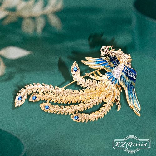 Image of Brooches For Women,14k Gold Plated Copper,Cubic Zirconia Phoenix Enamel Brooch Pins For Women ,Cubic Zirconia Broach