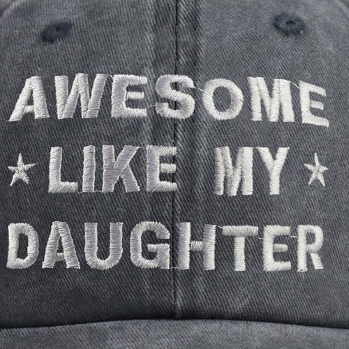 Image of Funny Awesome Like My Daughter Hat, Embroidered Adjustable Cotton Baseball Cap Gifts for Dad Mom Grandpa Papa
