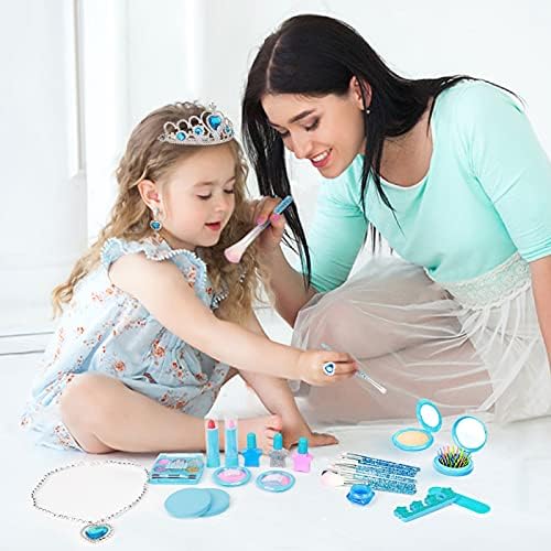 Dreamon Kids Makeup Sets for Girls, 26PCS Washable Comestics Kit with Princess Makeup Bag Nail Varnish Set Gifts for Kids