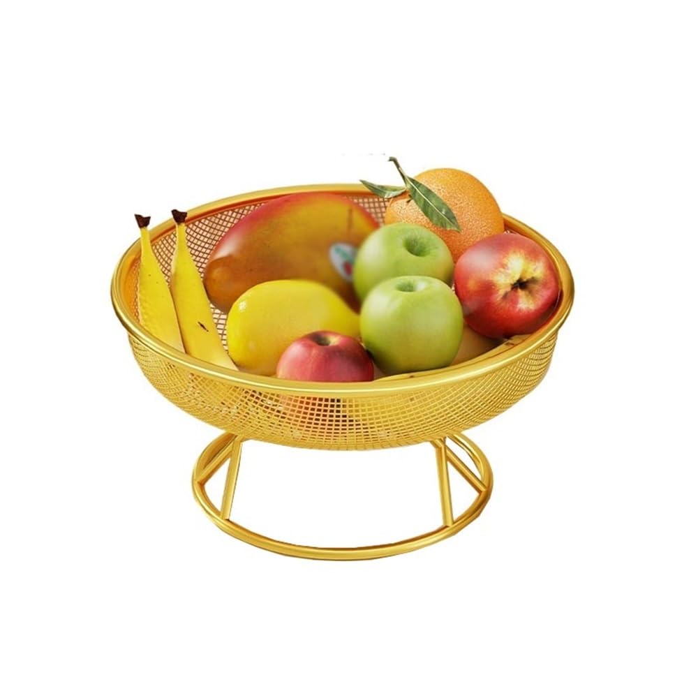HLHLOP777 Fruit Bowl Multi-function Fruit Basket Kitchen Vegetables Snacks Household Organizer Decor Fruit Basket(Gold)