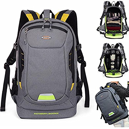 G-raphy Camera Backpack Camera bag Laptop Backpack with Rain Cover for DSLR SLR Cameras and etc (Grey)