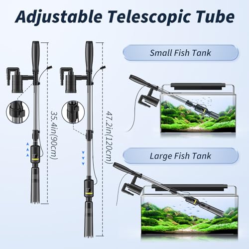 Image of Fish Tank Cleaner - Electric Aquarium Vacuum Gravel Cleaner, 530GPH /32W Electric Fish Tank Cleaning Tools, Adjustable Water Flow Aquarium Cleaner Kit, Turtle Tank Vacuum for Wash Sand, Water Changing