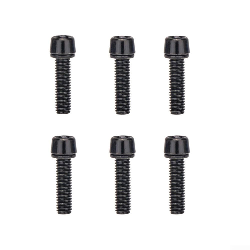 6pcs Bicycle Stem Bolts, Stainless steel M5 * 18Mm Bolts Screw For Bike Handlebar Installation(Black)