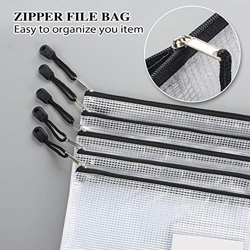 Image of Sooez 20 Pack Mesh Zipper Pouch Bags, A4 Letter Size, Classroom Zipper Bags | Waterproof Bag Organizer with Label Pocket, School Office Teacher Supplies, Storage Pouches Board Game Toy Storage, Black