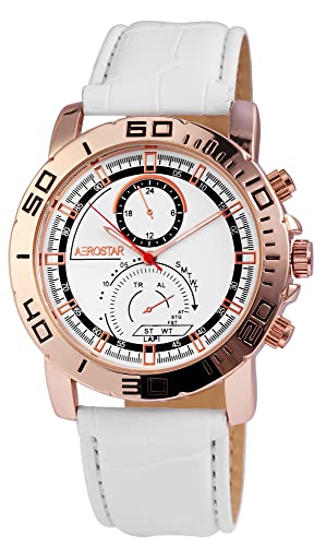 Aerostar Herren Analog Quarz Uhr mit Lederimitat Armband 211032100003 Cover