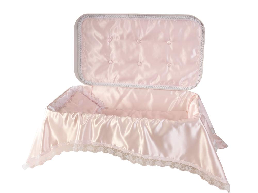 Pet Memory ShopPet Casket Elegance Series Burial Pet Loss Coffin | Pet Memorial Box Gift for Dogs, Cats, and Animals | 3 Colors & 3 Sizes (White/Pink, Medium)