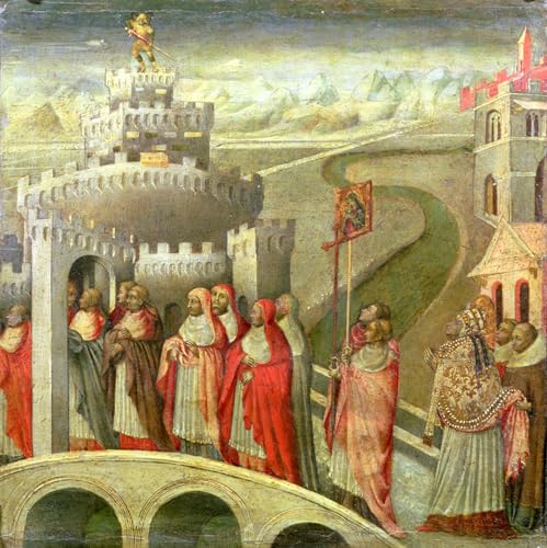 Tableau Di Paolo Procession St Grégoire affiche d'art salon 60x90