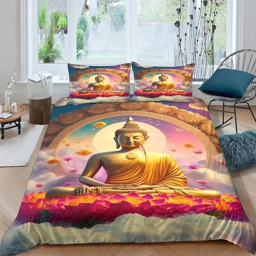 Parure de lit Bouddha 3D respirante pour une chambre parentale zen