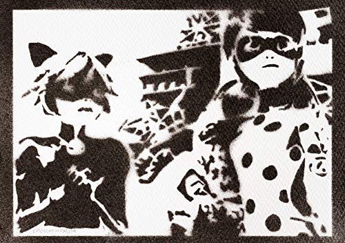 Poster Ladybug y Cat Noir Grafiti Hecho a Mano: Handmade Street Art   Artwork