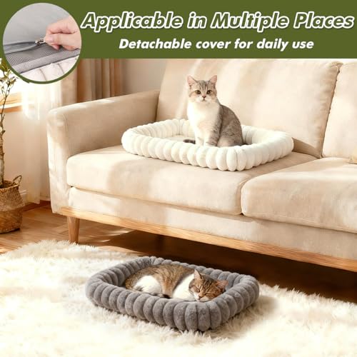 Image of Cloud-Cuddle Cat Window Perch with 4-Sided Bolster, Zipper Design Cushion Window Seat for Window Sill, Sturdy Metal Frame & Easy Assembly Pet Hammock Bed for Indoor Cats (White, Medium)