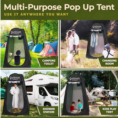 Image of Outdoor Portable Toilet Set for Adults with Camping Night Lantern, Folding XL Toilet, Pop Up Privacy Tent and Carry Bags, Multipurpose Potty, Washable and Foldable for RV Travel