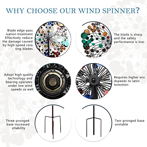 Hourflik Colorful Wind Spinner Metal Large(75''Height), 3D Kinetic Wind Spinners For Yard And Garden, Outdoor Metal Lawn Ornament Wind Mills For Yard Lawn Garden Decor #TOP3