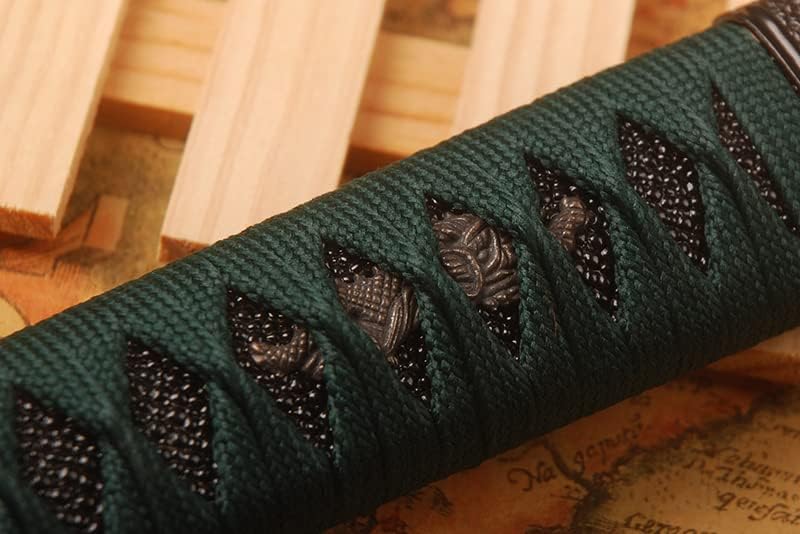 Tsuka Japanese Samurai Sword Katana Handle Fittings 10.2in Tsuka (Green)