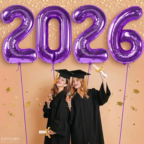 Image of Graduation Decorations 2026 | Giant Purple 2026 Number Balloons - 42 Inch | Graduation Balloons | 2026 Balloon Numbers | Purple Balloon for Graduation | Graduation Party Supplies 2026, Katchon