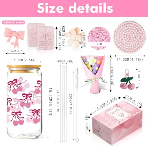 9Pcs Birthday Gifts Box for Teen Girl Cute Cherry Bow Aesthetic Gift Set by Mason Life - Used condition - Image 2