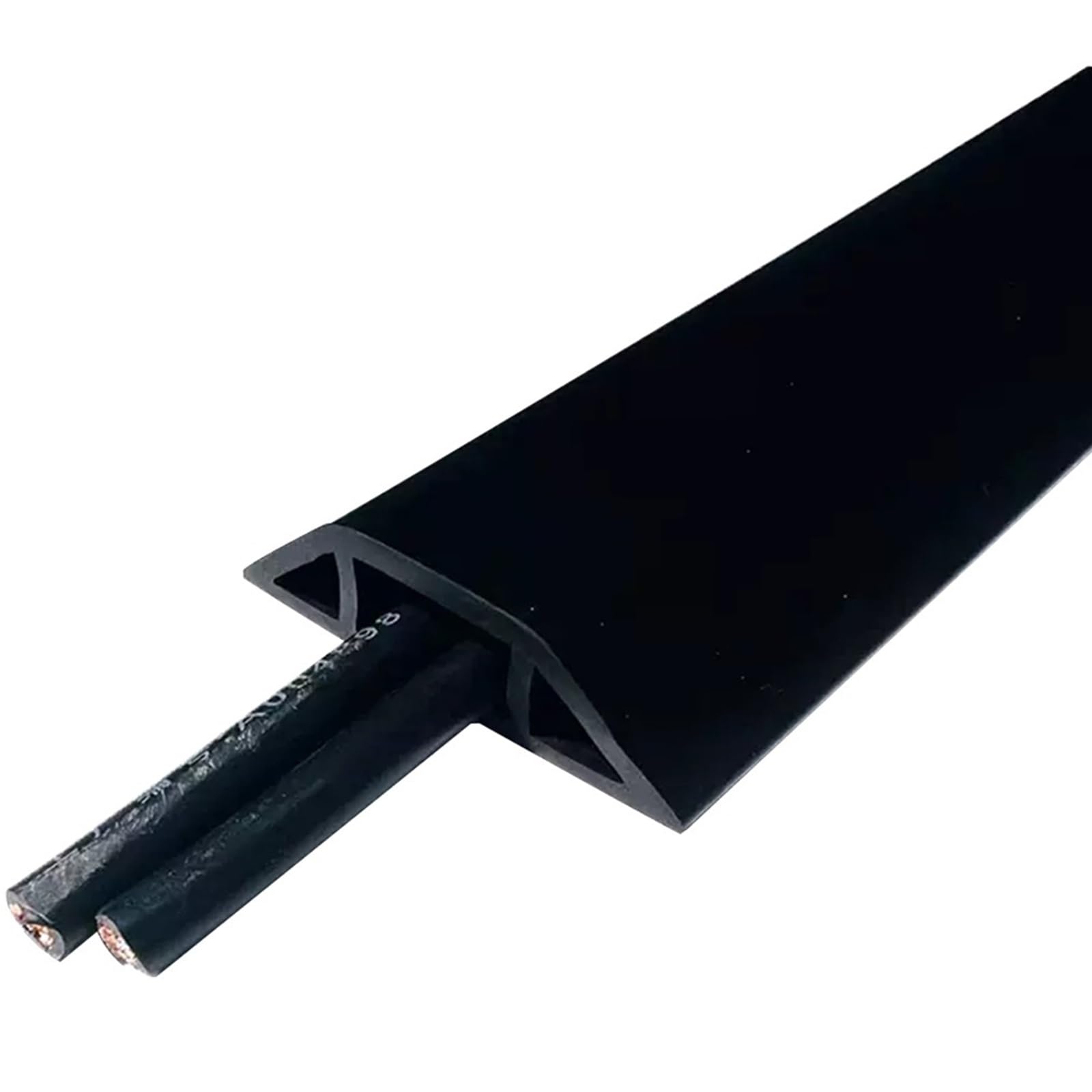 Cubrecables Trapezoidal Flexible De PVC Blando, Escondecables Autoadhesivo Fácil De Cortar, Fácil De Desenrollar/Evita Riesgos De Tropiezos(Negro,10M)