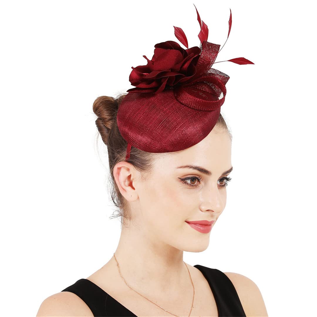 Lmtossey Copricapo da donna a 4 strati con fiocco floreale, accessorio per capelli per festa di nozze floreale