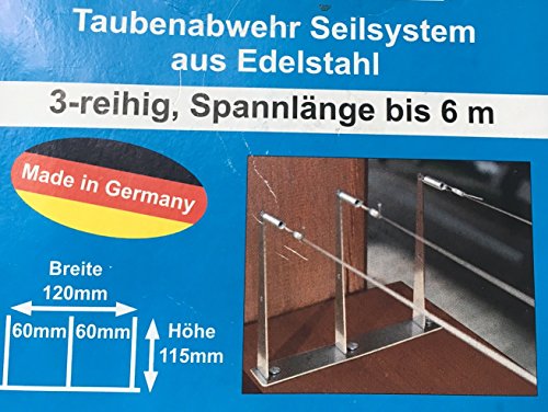 Preisvergleich Produktbild Taubenabwehr Seilsystem 3- reihig Edelstahl Spannlänge 6 Meter