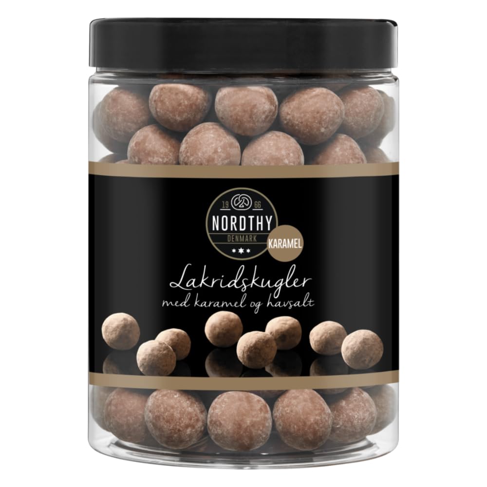 Nordthy Karamell-Meersalz Schokoladen-Lakritzkugeln 600g – Skandinavische Lakritz-Spezialitätnaschwerk