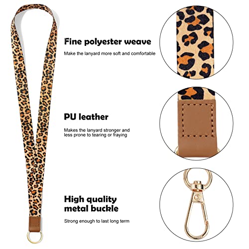 Vicloon Schlüsselband, Schlüsselband Lanyard, Lanyard für Schlüssel, mit 2 Zubehör, Doppelseitiger Druck, Halsriemen Schlüsselbund für Schlüssel, ID Badge Card Holder, Ausweishülle(Leopardenmuster)