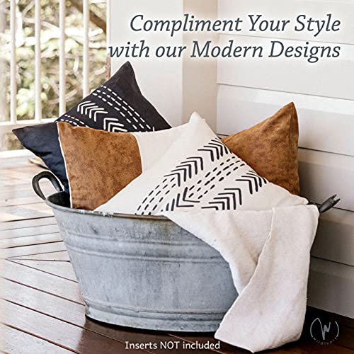 Wildivory Decorative Throw Pillow Covers For Couch, Boho Pillow Covers 18X18 Set Of 4, Modern Farmhouse Pillow Covers For Living Room, Bed, Boho Decor, Boho Throw Pillows, Faux Leather Pillow Covers #TOP3