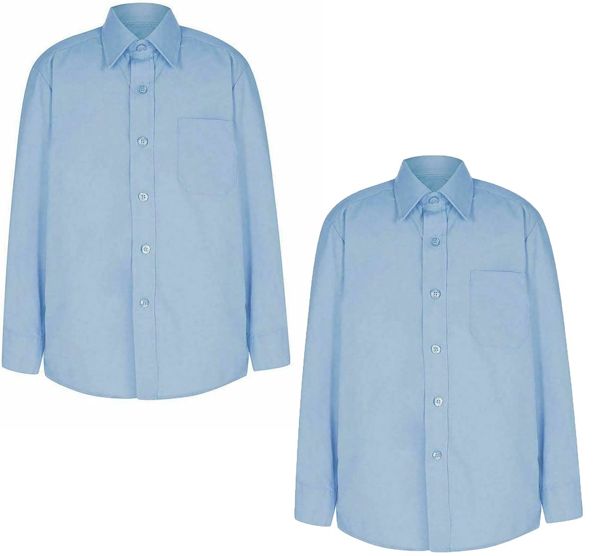 FAIRY TRENDZ Paquete de 2 camisas escolares para niños, uniforme escolar, camisa abotonada en manga corta y larga