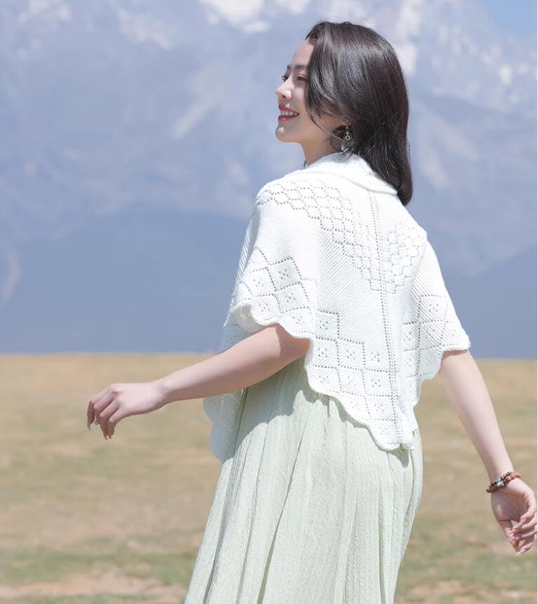 Triangle Knitted Scarf Hollow Out Shawls and Wraps Lightweight Scarves for Year-round4