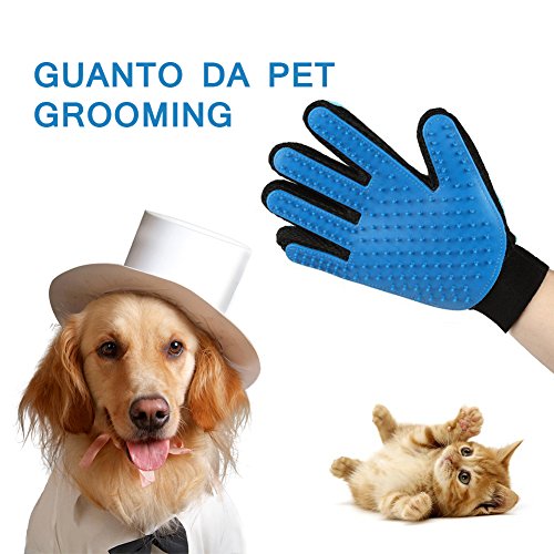 Hepooya - Guante para masajear, cepillar, limpiar y acariciar a perros y gatos, tacto suave