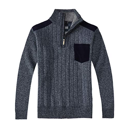 Gioberti Men's Half Zip Pullover Knitted Regular Fit Sweater with Soft Brushed Flannel Lining
