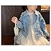 HappyERA Pearls Beading Denim Jacket for Girls Fashion Coat Baby Girls Clothes Outerwear Long Sleeve Jean Coat - 150cm