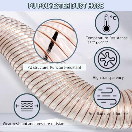 C Manguera flexible de recogida de polvo con alambre de acero en espiral, manguera de vacío resistente para carpintería, extracción de polvo industrial, 4 pulgadas de diámetro, duradera y flexible