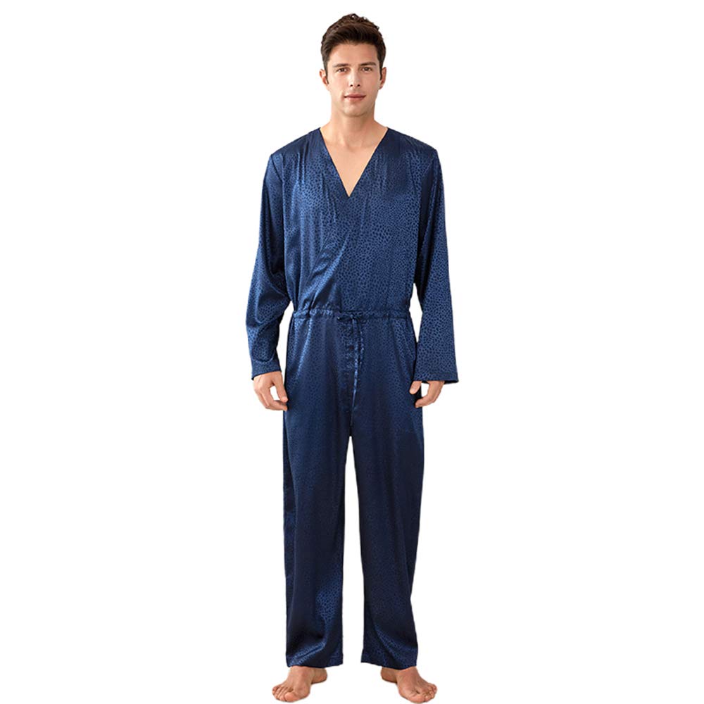 Buy Men‘s OnePiece Pajamas Silky Jacquard Union Suit Onesie Jumpsuit