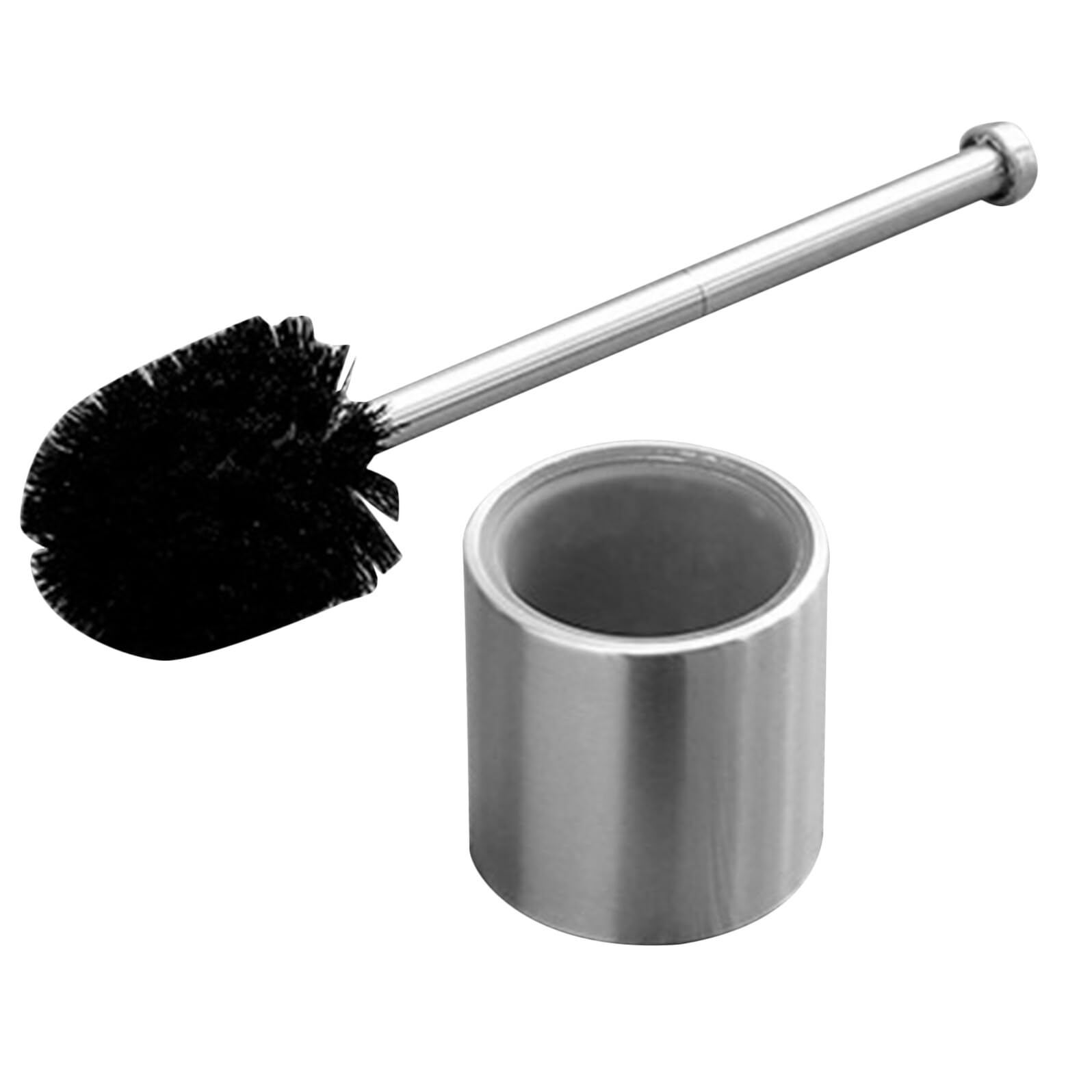 Brosse WC longue en acier inoxydable mat noir avec support suspendu