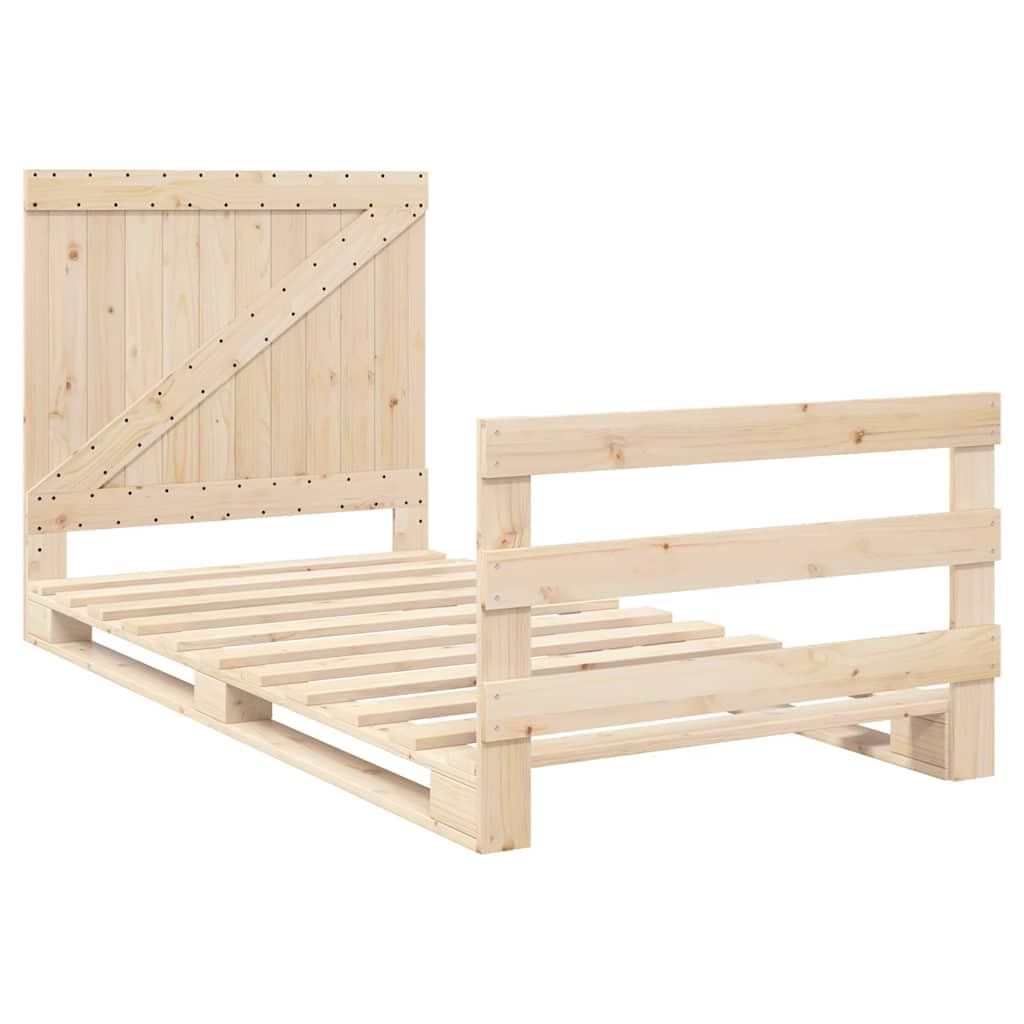 lite drewno sosnowe z wezgłowiem i zanóżkiem Brąz 100 x 200 cm