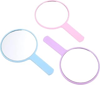 FOMIYES 3pcs Hand Held Round Mirror Mini Mirrors Make up Mirrors Plastic Mirror Portable Beauty Mirror Handheld Cosmetic Mirror Small Handheld Glass Mirror for Cosmetic Mirror for Travel