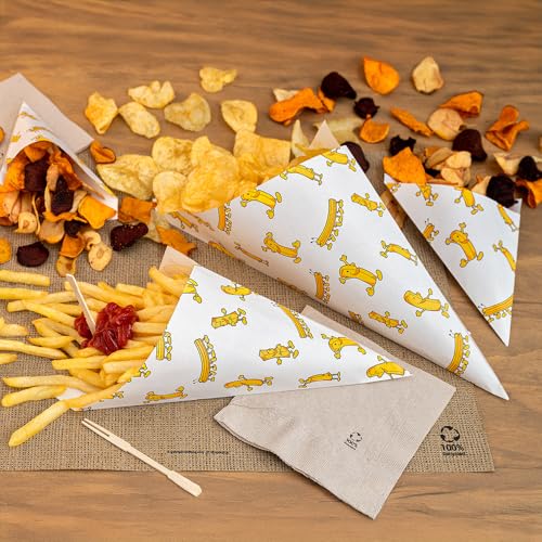 Spitztüten 250 G Chips 70 G/M2 29,5X21 Cm Weiss Pergament Fettabweisend - 2000 Un.