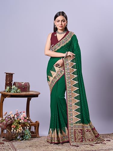 Image of Jaanvi fashion Women's Pasapalli Design Sambalpuri Silk Saree with Swarovski Work & Blouse Piece